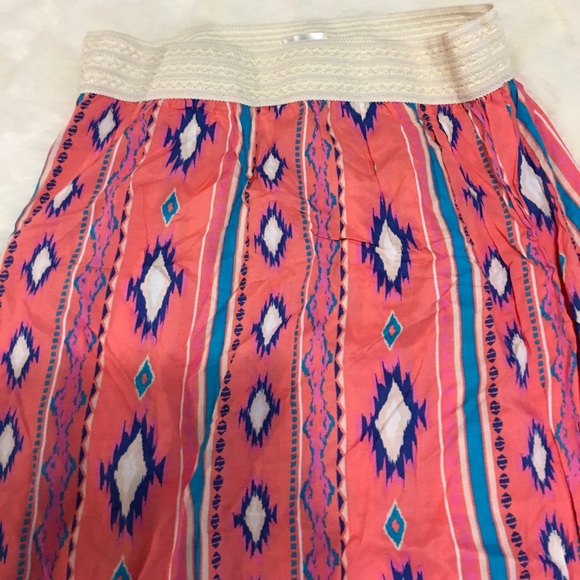 JUST BE Aztec print Long Maxi SKIRT Slits XL - Picture 6 of 10